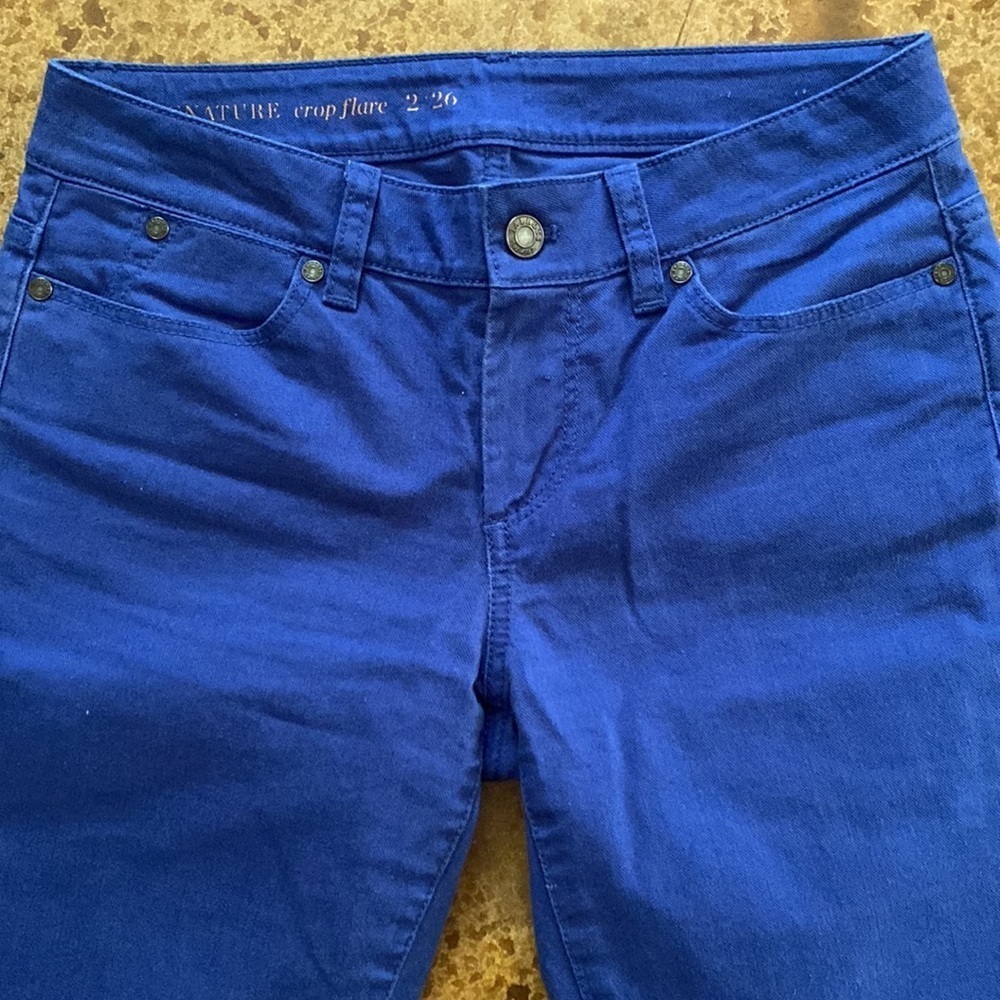 Talbots blue‎ signature crop flare stretch ankle capri pant jeans